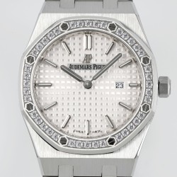 Audemars Piguet-Royal Oak Ladies 67651 33mm Dia SS/SS White ZF Swiss Qtz
