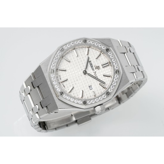 Audemars Piguet-Royal Oak Ladies 67651 33mm Dia SS/SS White ZF Swiss Qtz