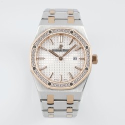 Audemars Piguet-Royal Oak Ladies 33mm 67651 Dia RG/SS White ZF Swiss Qtz
