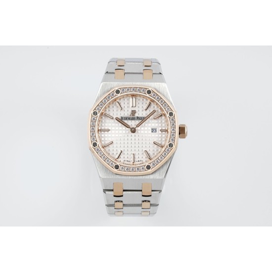 Audemars Piguet-Royal Oak Ladies 33mm 67651 Dia RG/SS White ZF Swiss Qtz