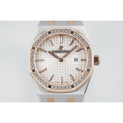 Audemars Piguet-Royal Oak Ladies 33mm 67651 Dia RG/SS White ZF Swiss Qtz