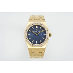 Audemars Piguet-Royal Oak Ladies 67651 33mm Dia RG/RG Blue ZF Swiss Qtz