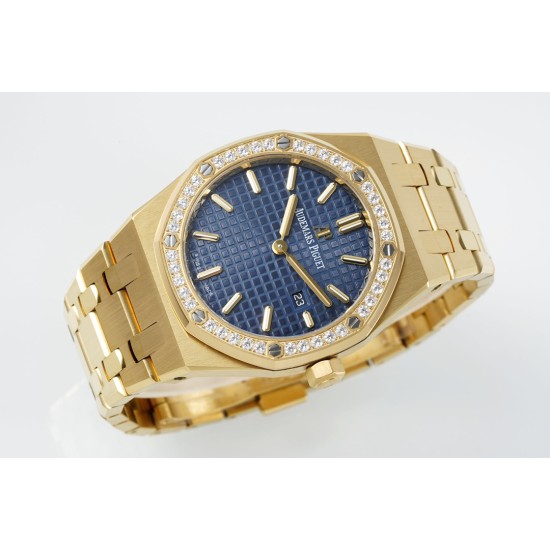 Audemars Piguet-Royal Oak Ladies 67651 33mm Dia RG/RG Blue ZF Swiss Qtz
