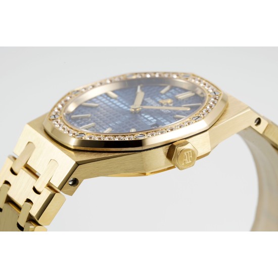 Audemars Piguet-Royal Oak Ladies 67651 33mm Dia RG/RG Blue ZF Swiss Qtz