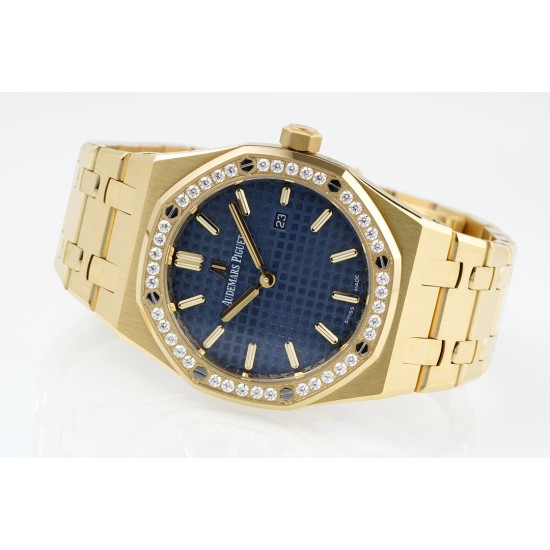 Audemars Piguet-Royal Oak Ladies 67651 33mm Dia RG/RG Blue ZF Swiss Qtz