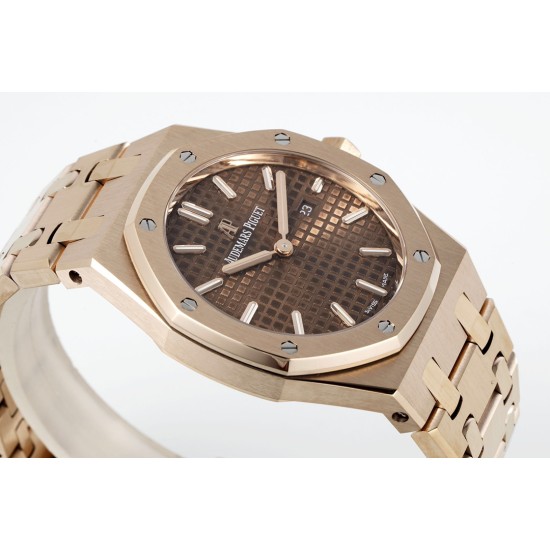 Audemars Piguet-Royal Oak Ladies 67650 33mm RG/RG Brown ZF Swiss Qtz