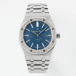 Audemars Piguet-Royal Oak 15410 Frosted SS/SS Blue/Stk APSF SA3120 Super Clone