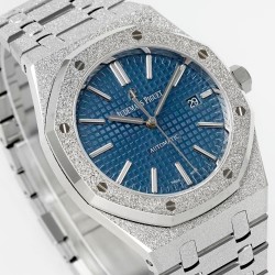 Audemars Piguet-Royal Oak 15410 Frosted SS/SS Blue/Stk APSF SA3120 Super Clone