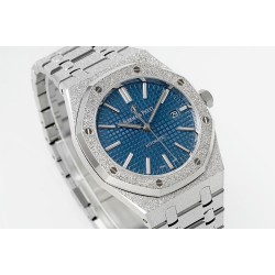 Audemars Piguet-Royal Oak 15410 Frosted SS/SS Blue/Stk APSF SA3120 Super Clone