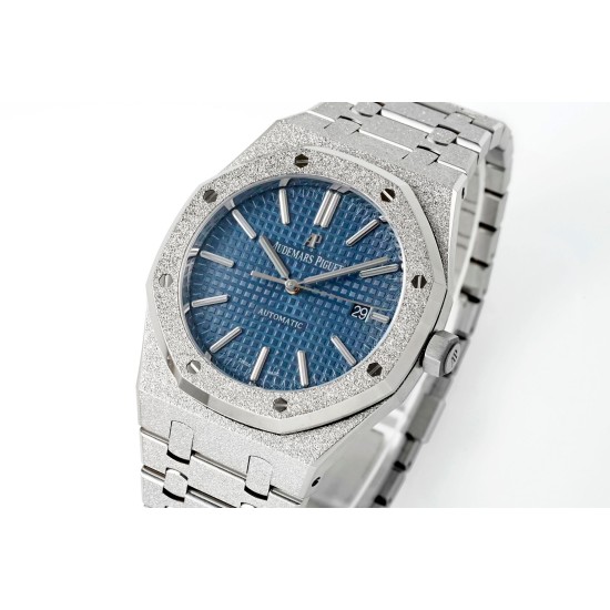 Audemars Piguet-Royal Oak 15410 Frosted SS/SS Blue/Stk APSF SA3120 Super Clone