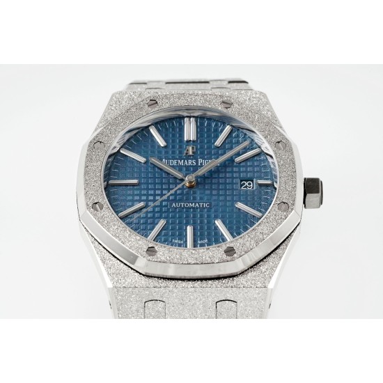 Audemars Piguet-Royal Oak 15410 Frosted SS/SS Blue/Stk APSF SA3120 Super Clone