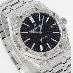Audemars Piguet-Royal Oak 15410 Frosted SS/SS Black/Stk APSF SA3120 Super Clone