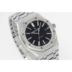 Audemars Piguet-Royal Oak 15410 Frosted SS/SS Black/Stk APSF SA3120 Super Clone