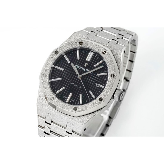 Audemars Piguet-Royal Oak 15410 Frosted SS/SS Black/Stk APSF SA3120 Super Clone