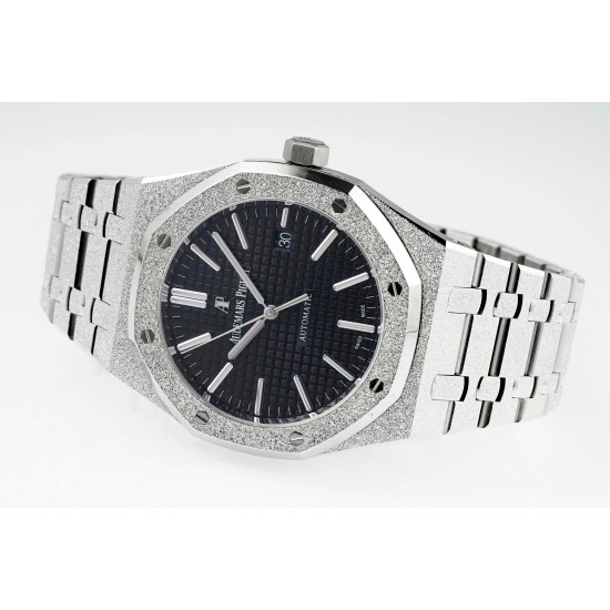 Audemars Piguet-Royal Oak 15410 Frosted SS/SS Black/Stk APSF SA3120 Super Clone