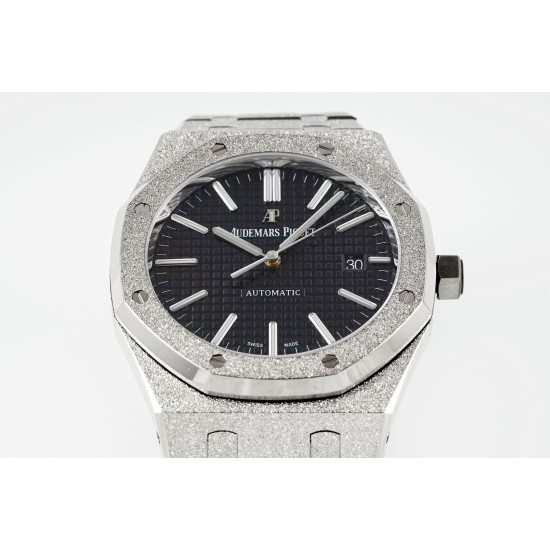 Audemars Piguet-Royal Oak 15410 Frosted SS/SS Black/Stk APSF SA3120 Super Clone