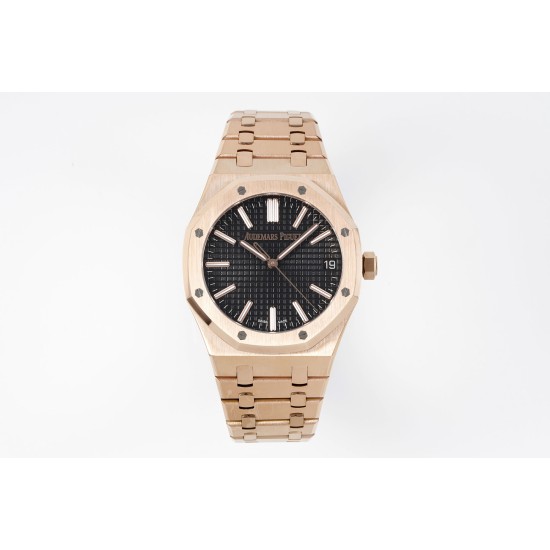 Audemars Piguet-Royal Oak 41mm 15500 RG/RG Black/Stk APSF A4302 Super Clone