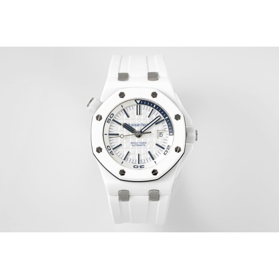 Audemars Piguet-Royal Oak Diver 15707 CER/RU White APSF SA3120 Super Clone