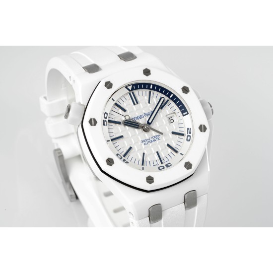 Audemars Piguet-Royal Oak Diver 15707 CER/RU White APSF SA3120 Super Clone