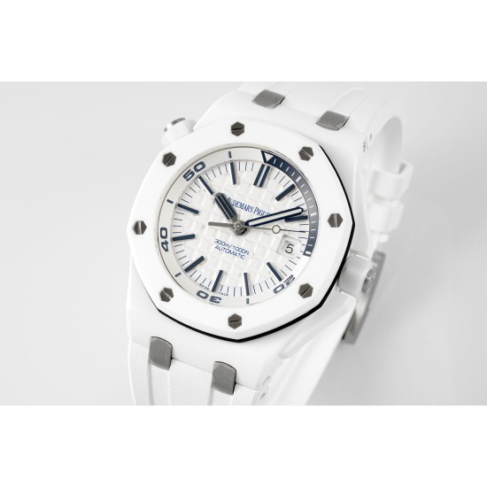 Audemars Piguet-Royal Oak Diver 15707 CER/RU White APSF SA3120 Super Clone