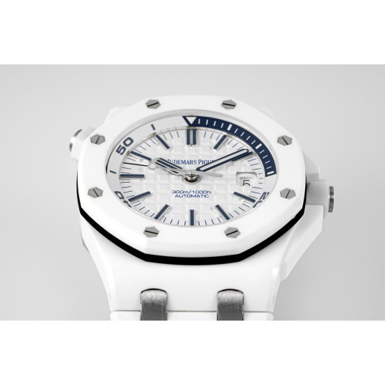 Audemars Piguet-Royal Oak Diver 15707 CER/RU White APSF SA3120 Super Clone