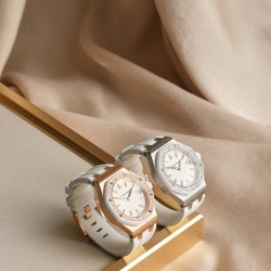 Audemars Piguet-Royal Oak Ladies 37mm RG/RU Diamond/White Swiss Qtz