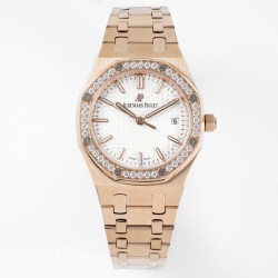 Audemars Piguet-Royal Oak Ladies 33mm RG/RG white Dial 8F Swiss Quartz