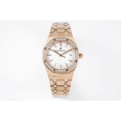 Audemars Piguet-Royal Oak Ladies 33mm RG/RG white Dial 8F Swiss Quartz