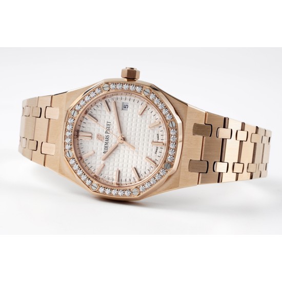 Audemars Piguet-Royal Oak Ladies 33mm RG/RG white Dial 8F Swiss Quartz