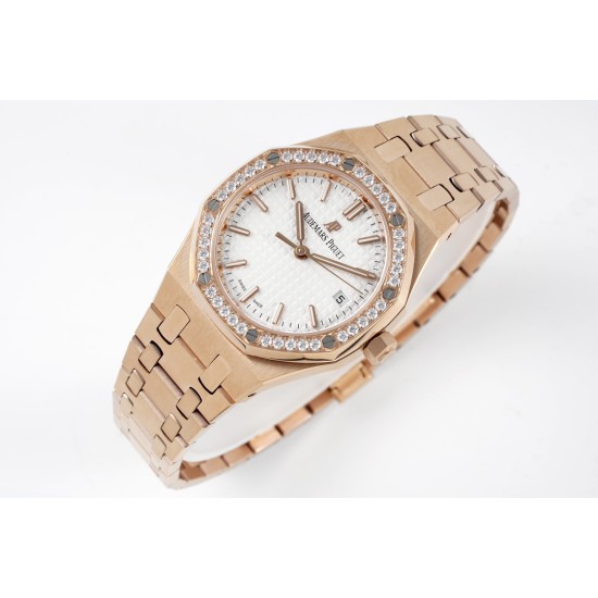 Audemars Piguet-Royal Oak Ladies 33mm RG/RG white Dial 8F Swiss Quartz