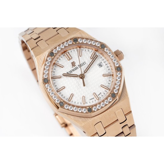 Audemars Piguet-Royal Oak Ladies 33mm RG/RG white Dial 8F Swiss Quartz