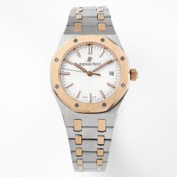 Audemars Piguet-Royal Oak 77350 Ladies 34mm RG/SS White Dial 8F A5800
