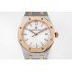 Audemars Piguet-Royal Oak 77350 Ladies 34mm RG/SS White Dial 8F A5800