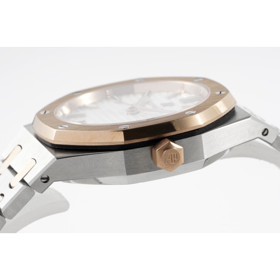 Audemars Piguet-Royal Oak 77350 Ladies 34mm RG/SS White Dial 8F A5800