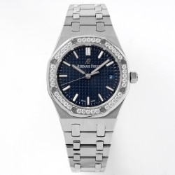 Audemars Piguet-Royal Oak 77351 Ladies 34mm SS/SS Blue/Diamonds 8F A5800