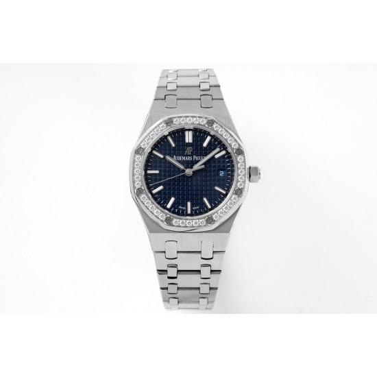 Audemars Piguet-Royal Oak 77351 Ladies 34mm SS/SS Blue/Diamonds 8F A5800