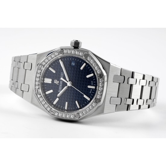 Audemars Piguet-Royal Oak 77351 Ladies 34mm SS/SS Blue/Diamonds 8F A5800