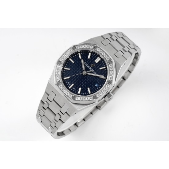 Audemars Piguet-Royal Oak 77351 Ladies 34mm SS/SS Blue/Diamonds 8F A5800