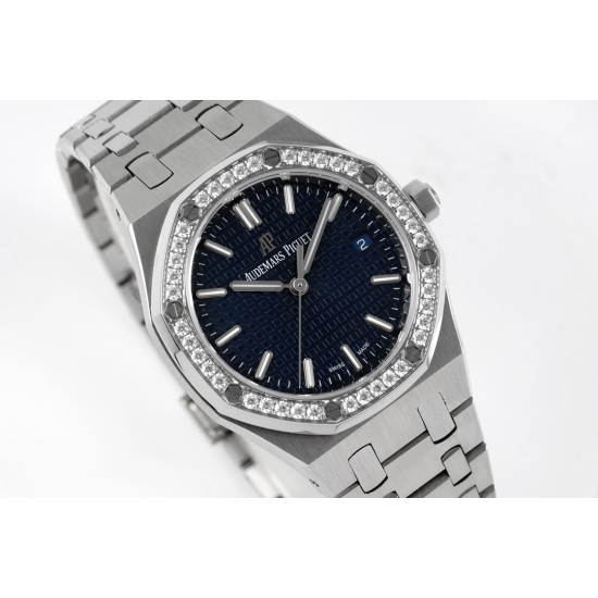 Audemars Piguet-Royal Oak 77351 Ladies 34mm SS/SS Blue/Diamonds 8F A5800