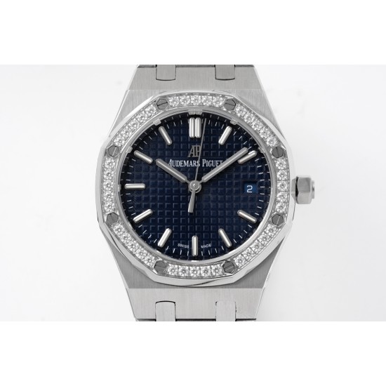 Audemars Piguet-Royal Oak 77351 Ladies 34mm SS/SS Blue/Diamonds 8F A5800