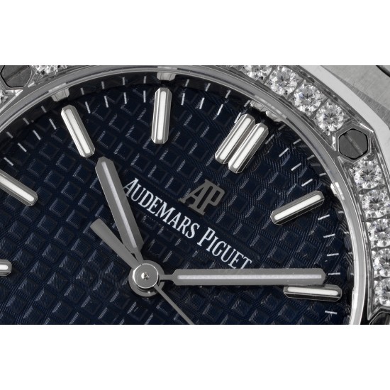 Audemars Piguet-Royal Oak 77351 Ladies 34mm SS/SS Blue/Diamonds 8F A5800