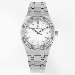 Audemars Piguet-Royal Oak 77351 Ladies 34mm SS/SS White/Diamonds 8F A5800