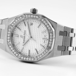 Audemars Piguet-Royal Oak 77351 Ladies 34mm SS/SS White/Diamonds 8F A5800