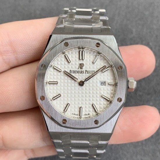 Audemars Piguet-Royal Oak Ladies 33mm SS/SS White/Stk JF Swiss Qtz