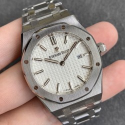 Audemars Piguet-Royal Oak Ladies 33mm SS/SS White/Stk JF Swiss Qtz