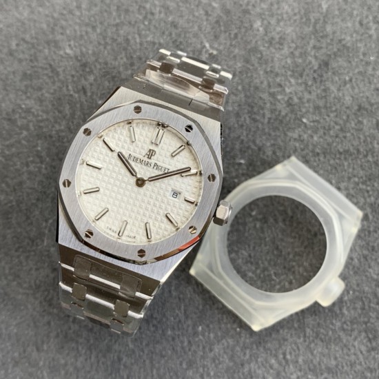 Audemars Piguet-Royal Oak Ladies 33mm SS/SS White/Stk JF Swiss Qtz