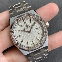 Audemars Piguet-Royal Oak Ladies 33mm SS/SS Diamond/White JF Swiss Qtz