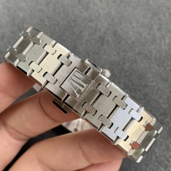 Audemars Piguet-Royal Oak Ladies 33mm SS/SS Diamond/White JF Swiss Qtz