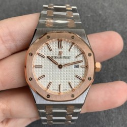 Audemars Piguet-Royal Oak Ladies 33mm RG/SS White Dial JF Swiss Qtz