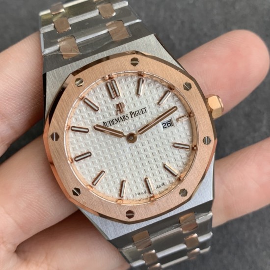 Audemars Piguet-Royal Oak Ladies 33mm RG/SS White Dial JF Swiss Qtz